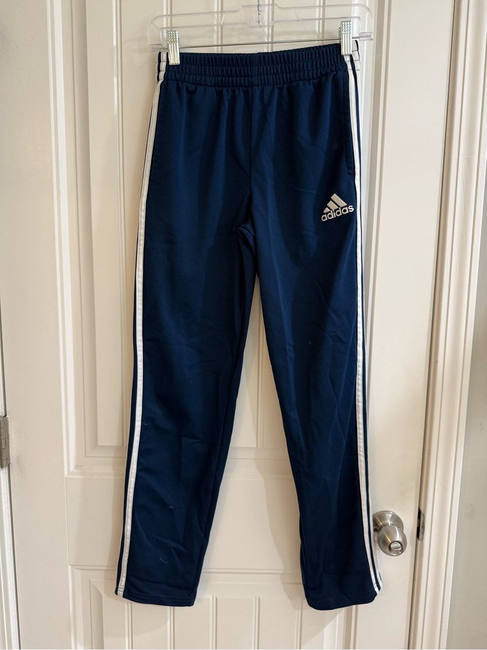 adidas Navy Blue Kids Sweatpants with White Side Stripes